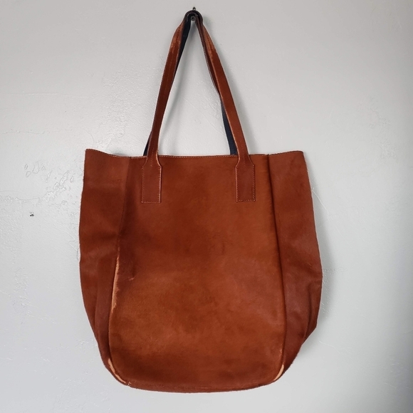 Derek Lam 10 Crosby Rust Orange Leather Calf Hair Tote Shoulder Bag Designer - Picture 2 of 12